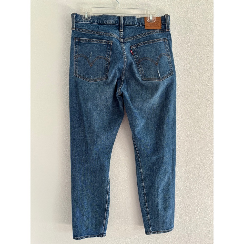 Levis Jeans Womens 29 Blue Wedgie Straight Button Fly High Rise Dark Wash Denim‎ - Picture 2 of 9